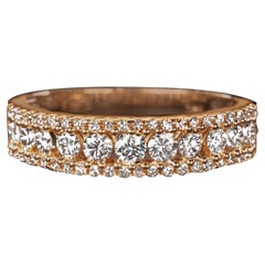 Pink Gold and Diamond Three-Row Band Ring