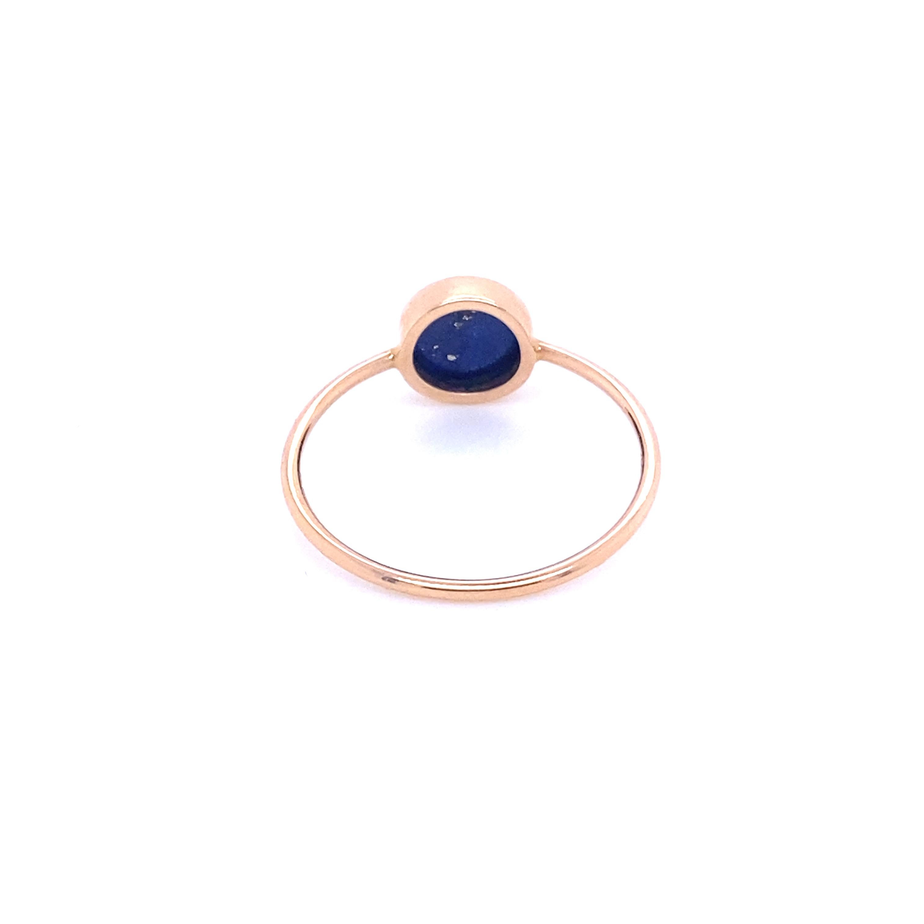 Modern Pink Gold and Lapis Lazuli Disk Ring For Sale