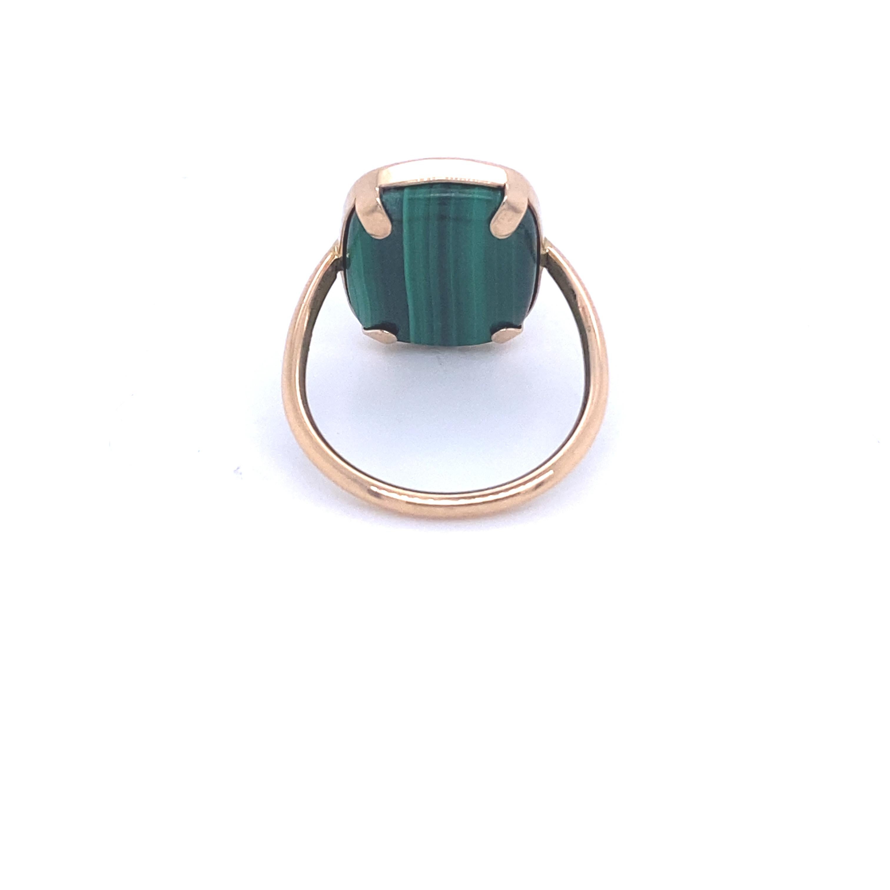 Modern Pink Gold and Malachite Ring For Sale