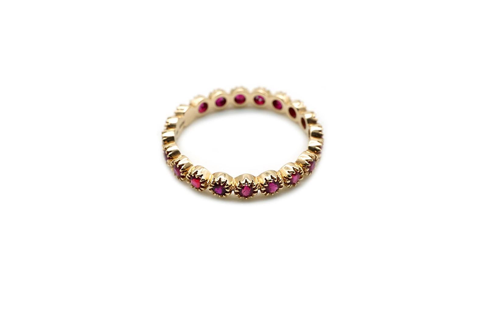 For Sale:  Anello Eternity in Oro Rosa 18 Kt e Rubini 8