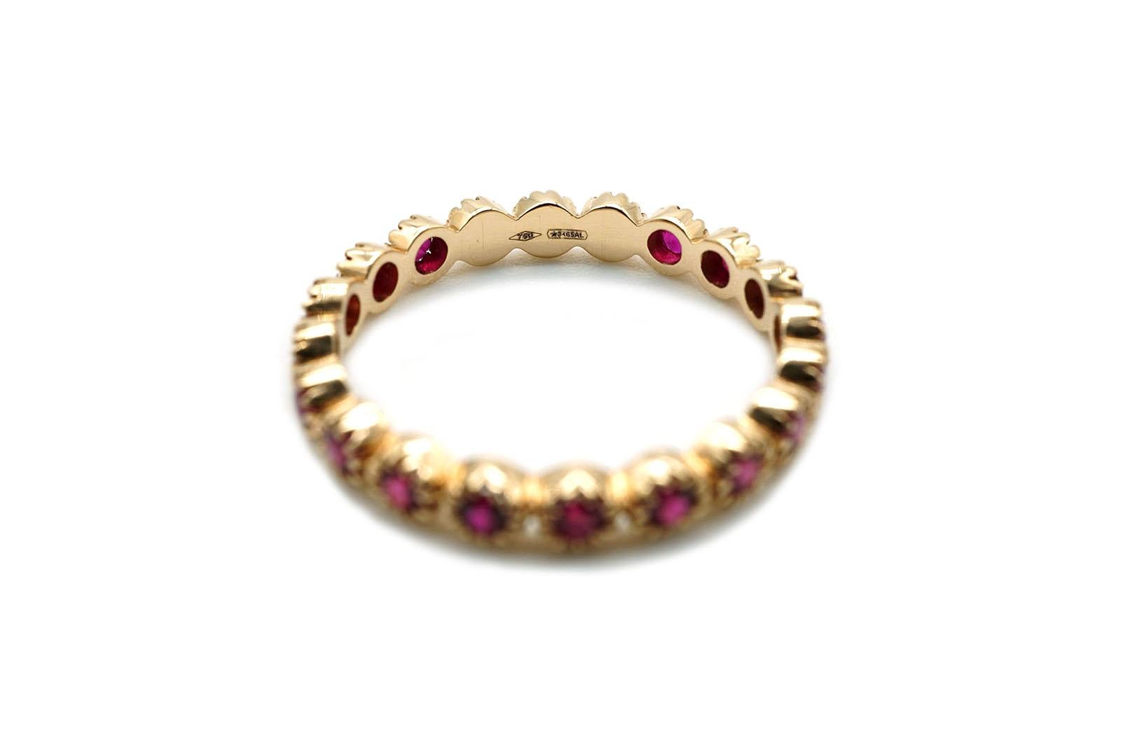 For Sale:  Anello Eternity in Oro Rosa 18 Kt e Rubini 9