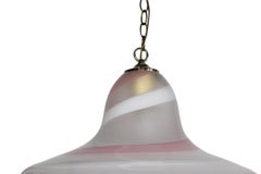 Pink Gold and White Swirl Murano Bell or Hat Form Chandelier c 1970's