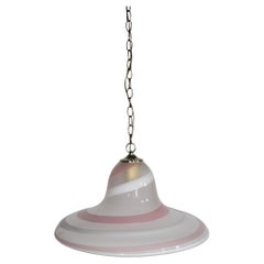 Vintage Pink Gold and White Swirl Murano Bell or Hat Form Chandelier c 1970's