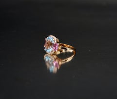 Pink Gold Cocktail Ring Set with Topaz Pink Sapphire Diamonds