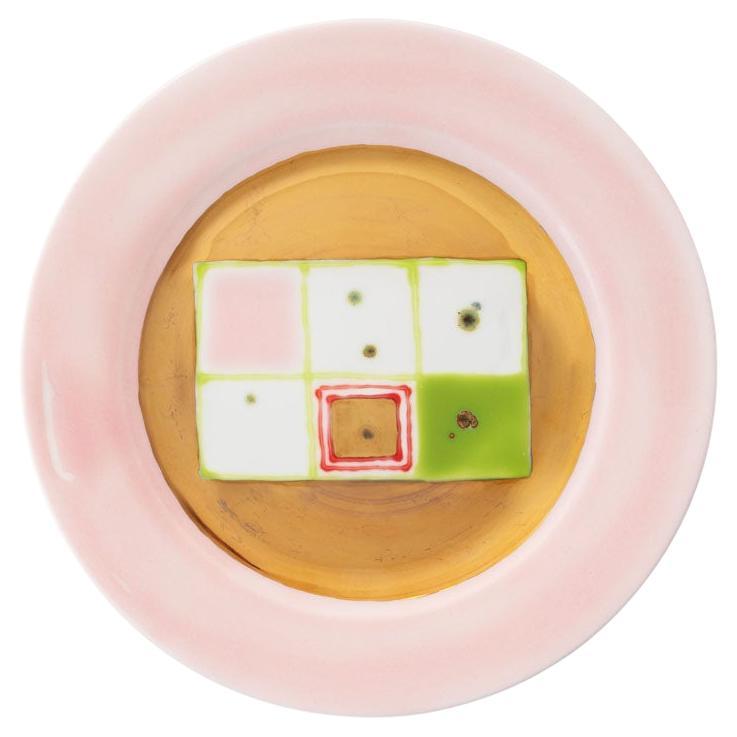 Pink Gold Dessert Rim Plate For Sale