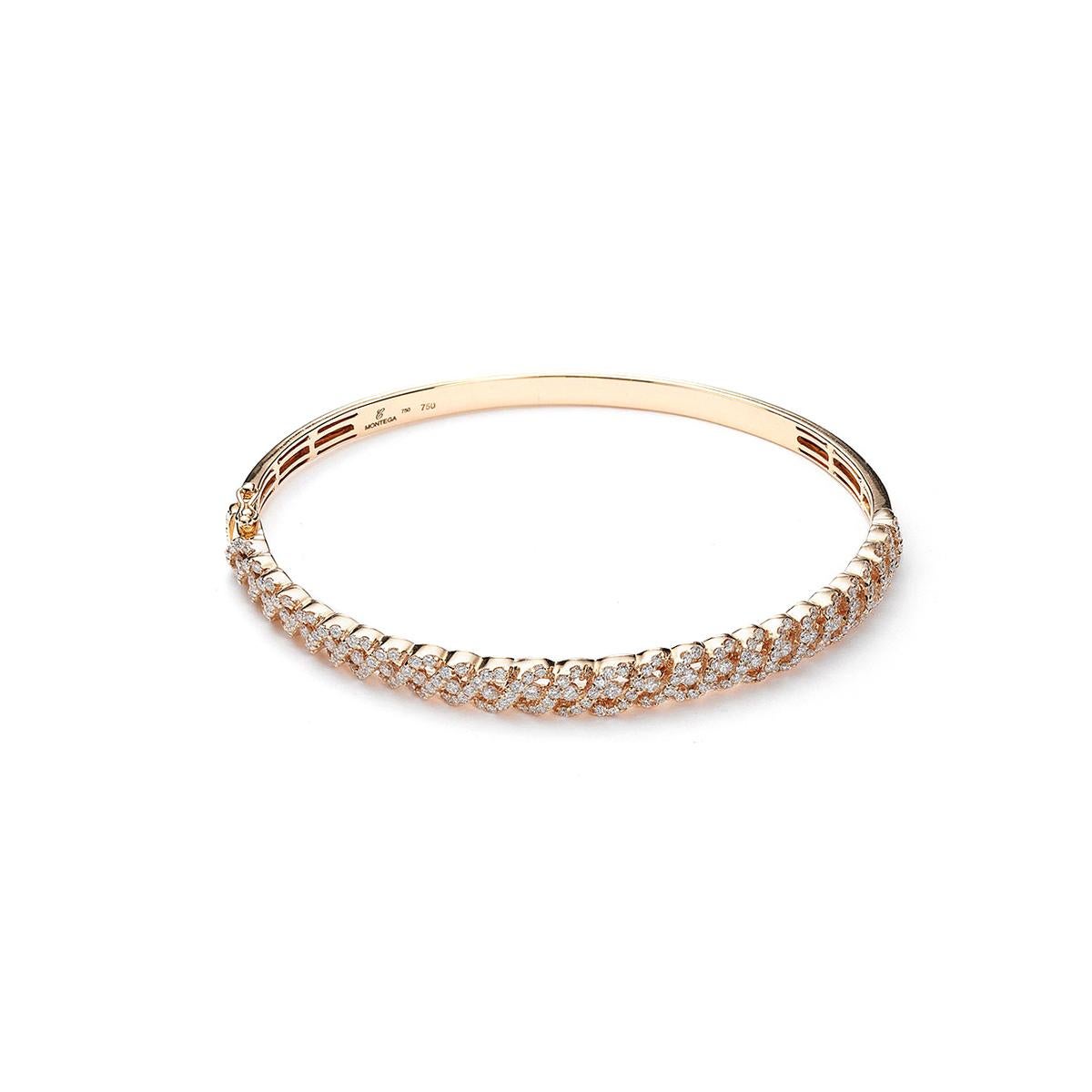 Taille ronde Bracelet jonc Diamod en or rose en vente