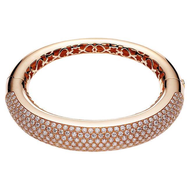 Pink Gold Diamond Bangle For Sale