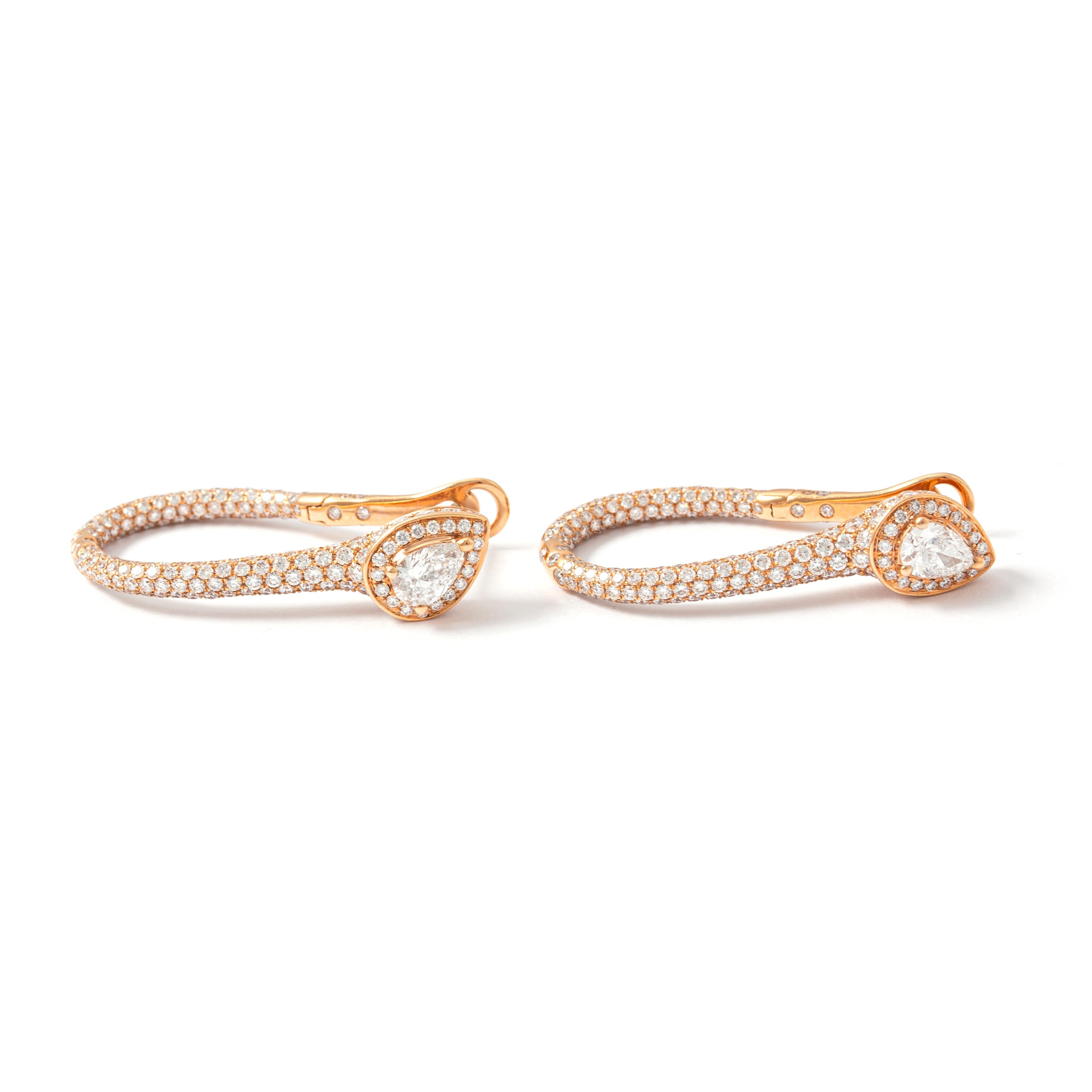 Women's Pink Gold Diamond Earrings For Sale