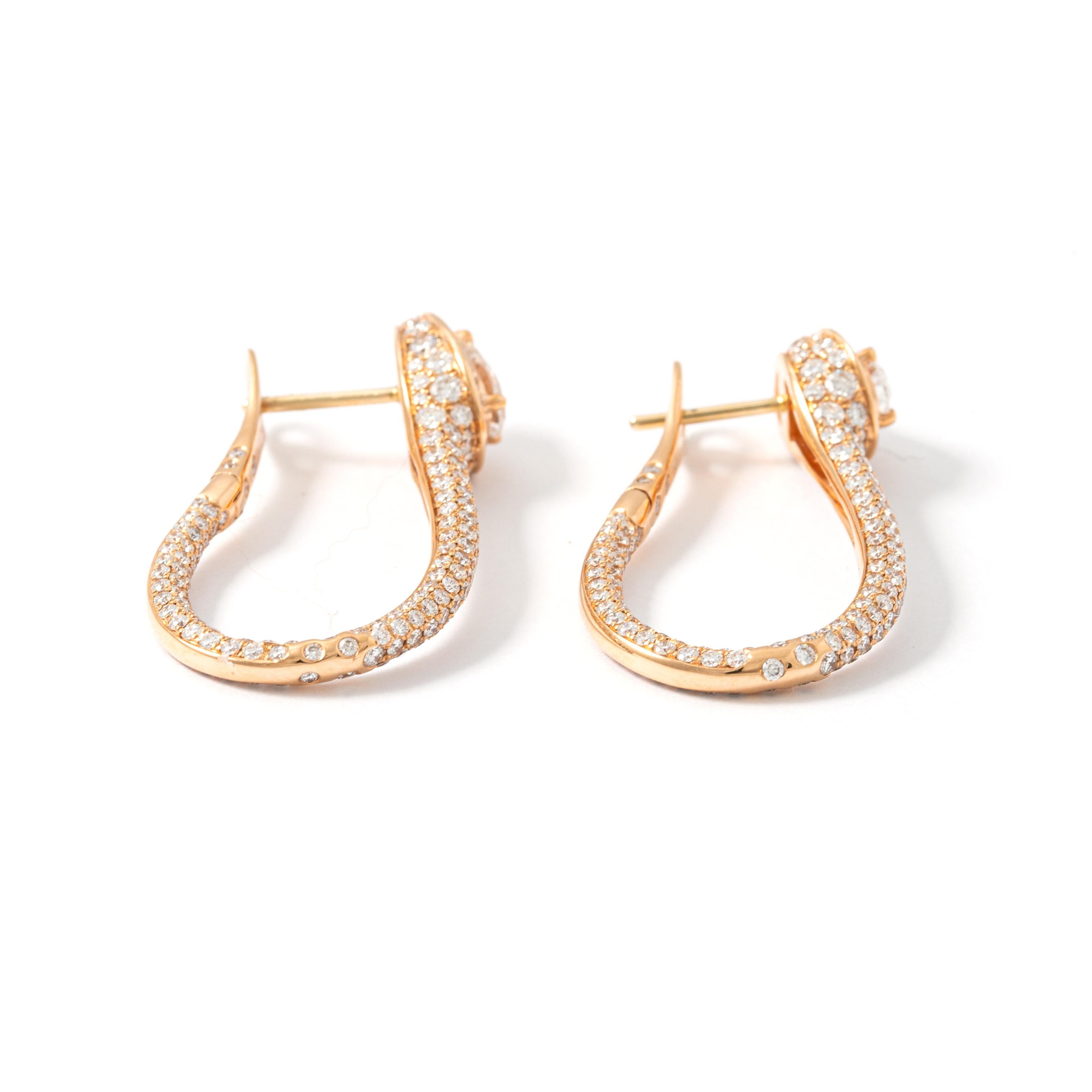 Pink Gold Diamond Earrings For Sale 1
