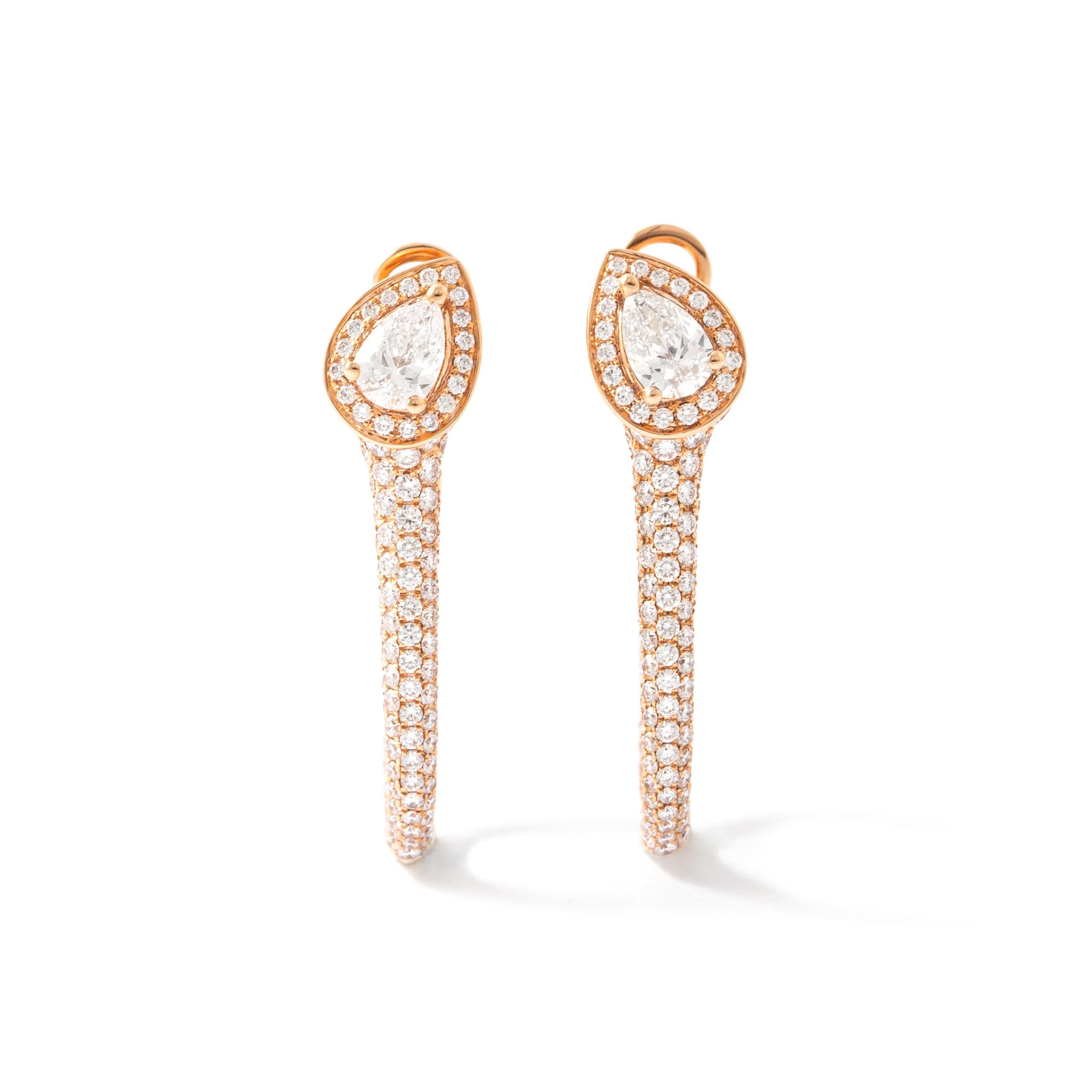 Contemporary Pink Gold Diamond Earrings For Sale