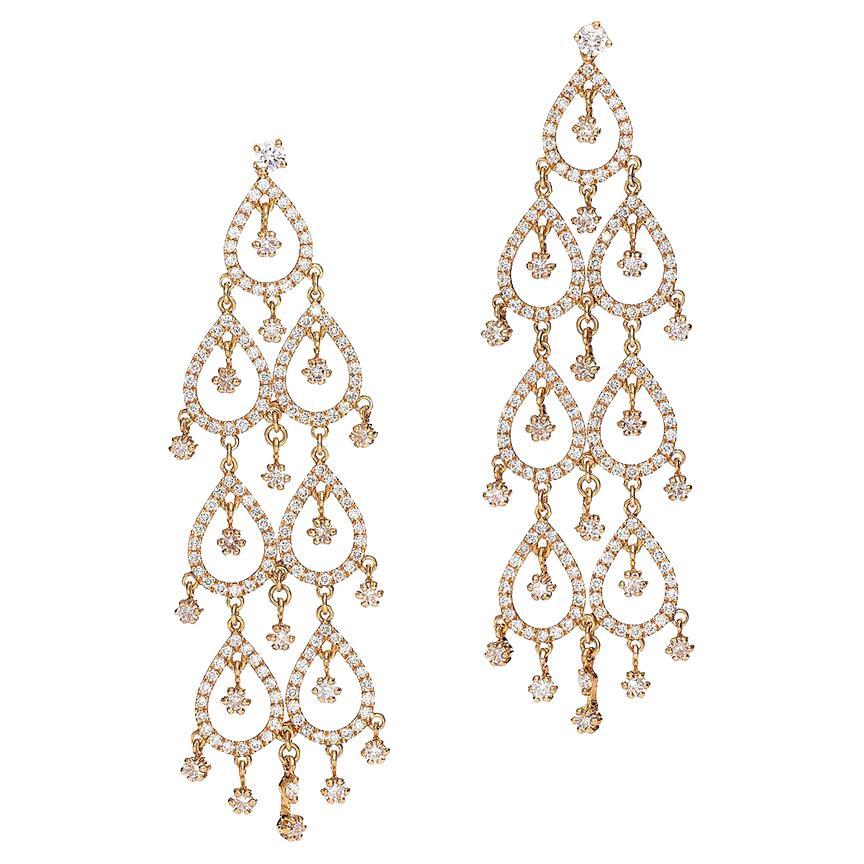 Pink Gold Diamond Earrings For Sale