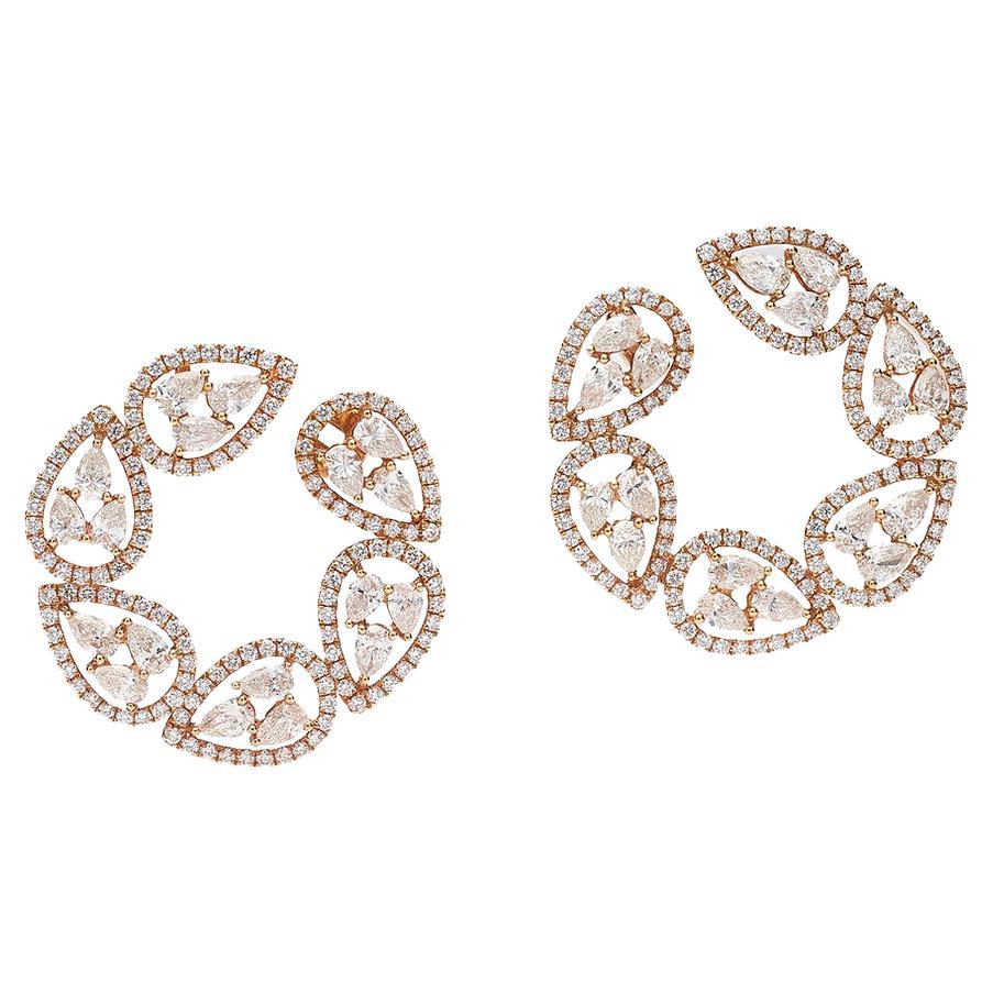 Pink Gold Diamond Earrings For Sale