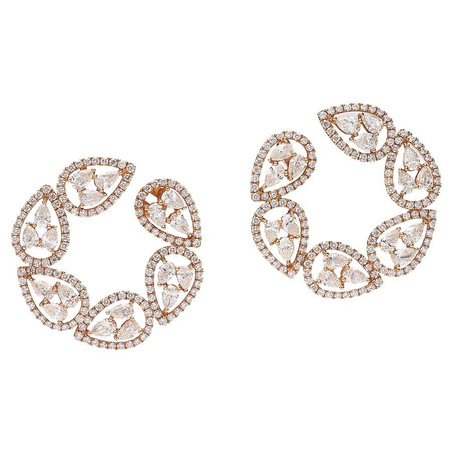 Pink Gold Diamond Earrings