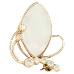 Pink Gold Diamond & Mother of Pearl Brooch For Her