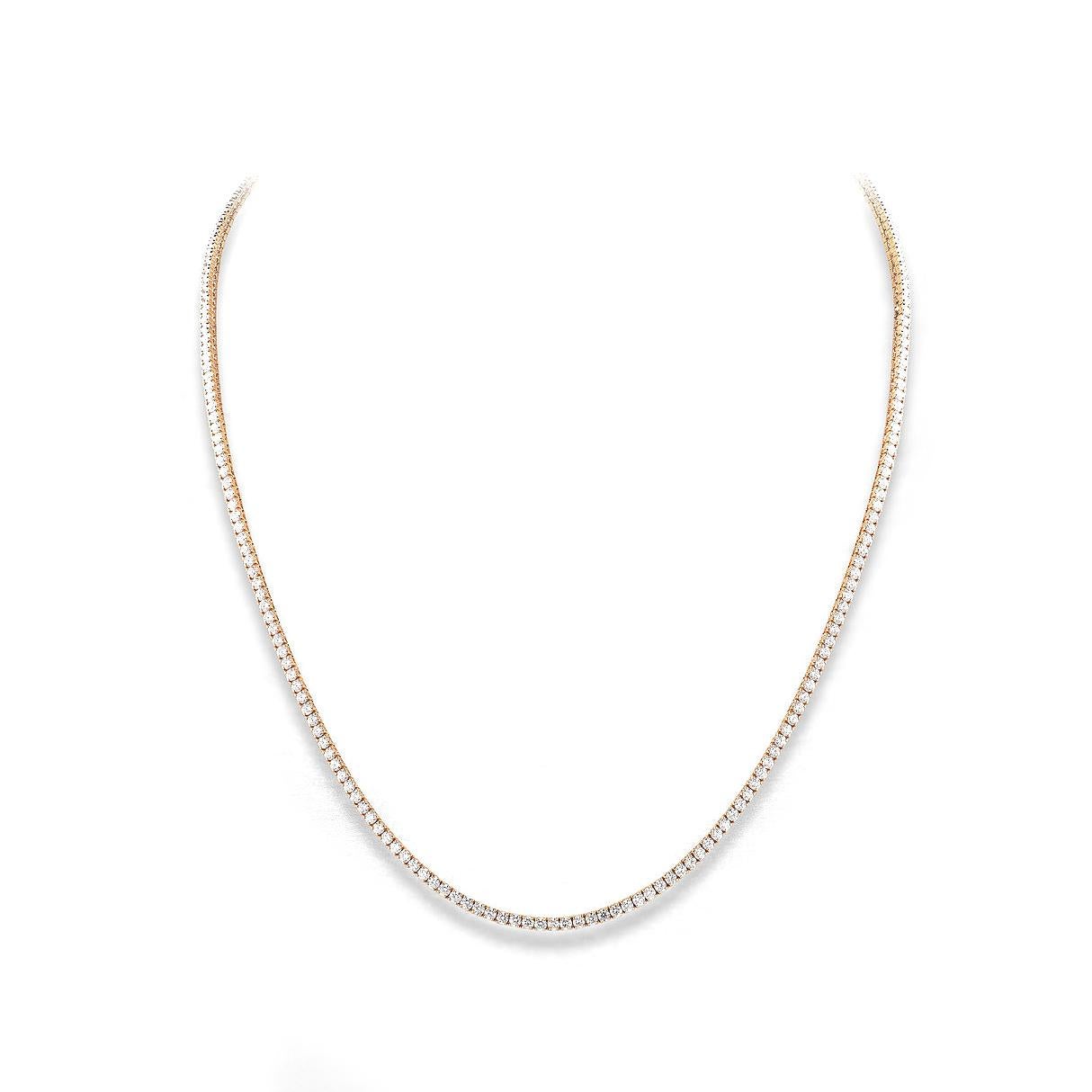 Halskette aus Rosagold mit Diamanten (Rundschliff) im Angebot