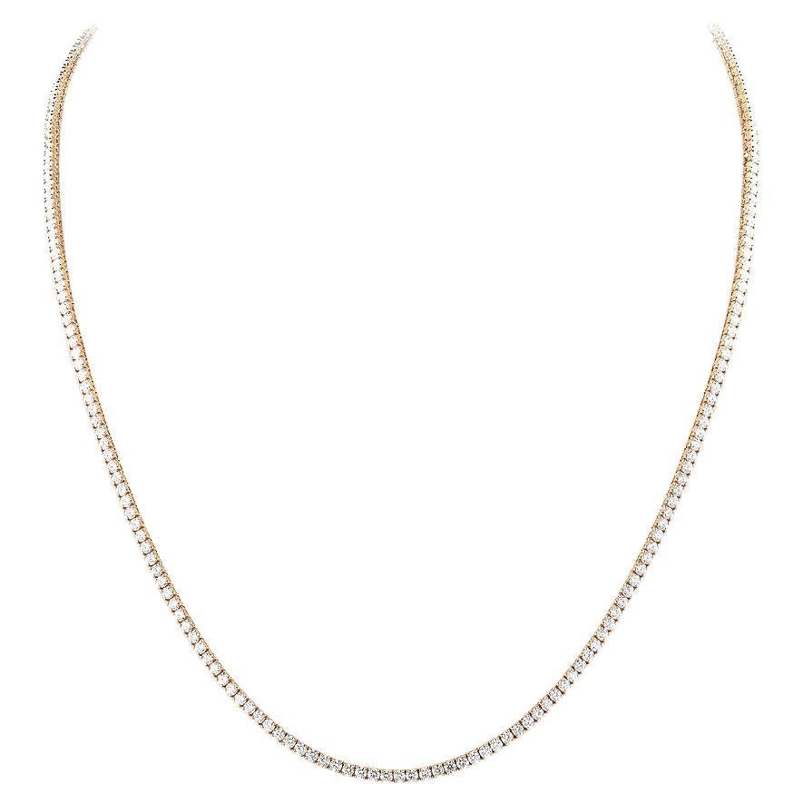 Pink Gold Diamond Necklace For Sale