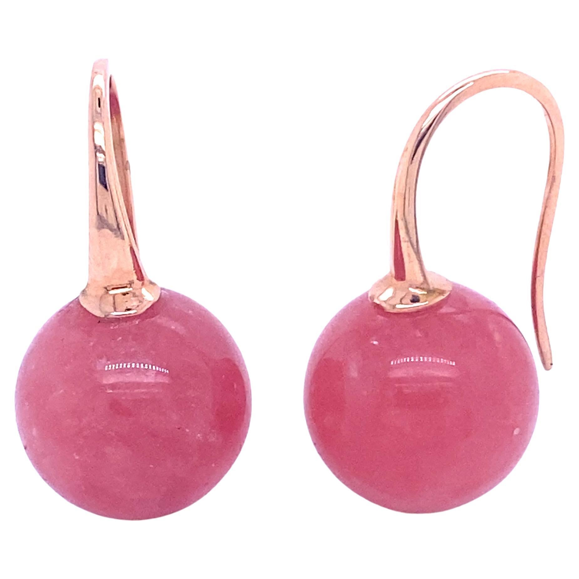Boucles d'oreilles en or rose avec rhodocrosite en vente