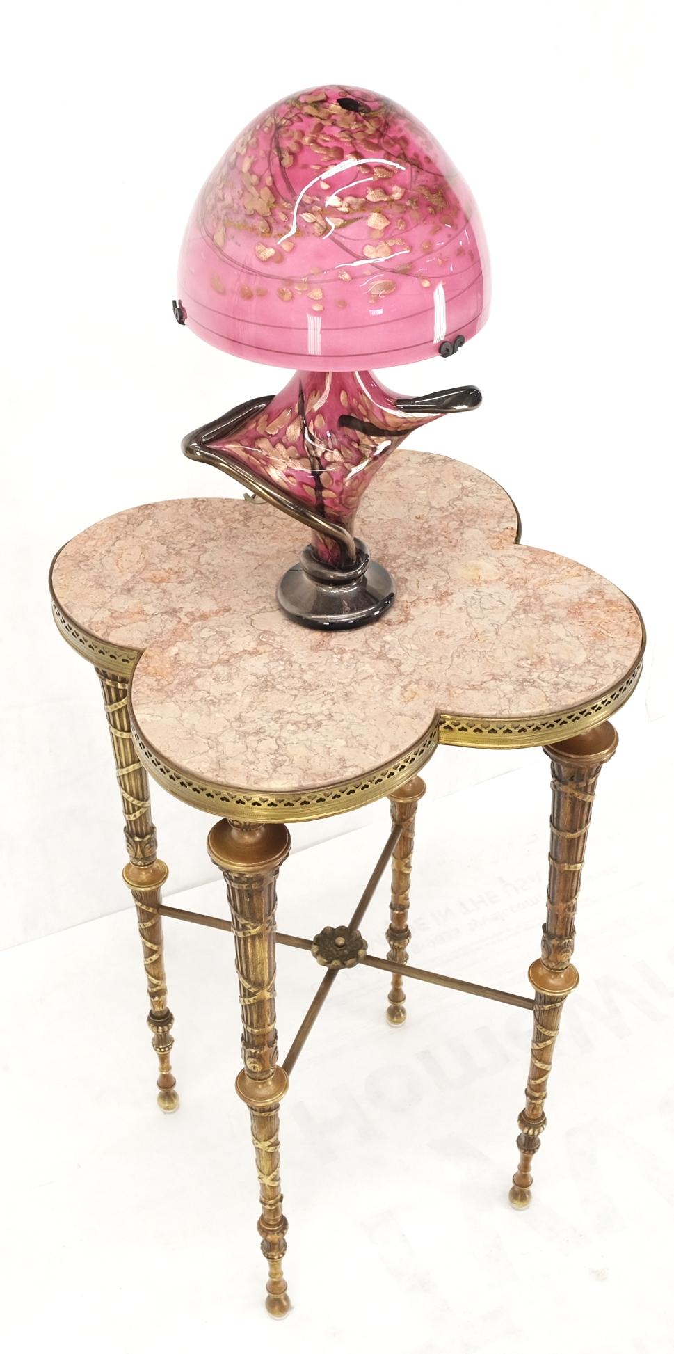 Pink & Gold Murano Art Glass Mushroom Shape Italian Table Lamp Nice For Sale 9