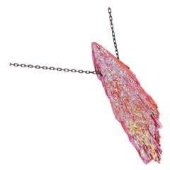 Pink Gold Natural Kyanite Pendant Sparkle Black 925 Sterling Silver Chain
