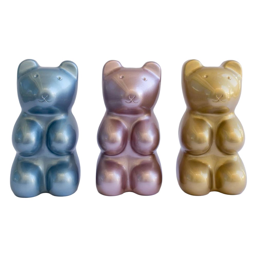 Pink , Gold or Silver Gummy Bear Sculpture - Handmade Clay Sculpture For Sale