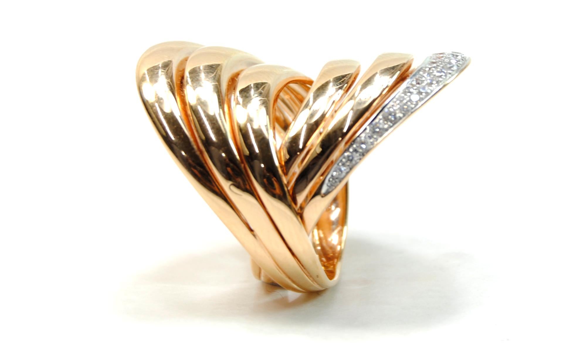 Contemporary Pink Gold Ring 16.90 GR and 40 Carat Diamonds