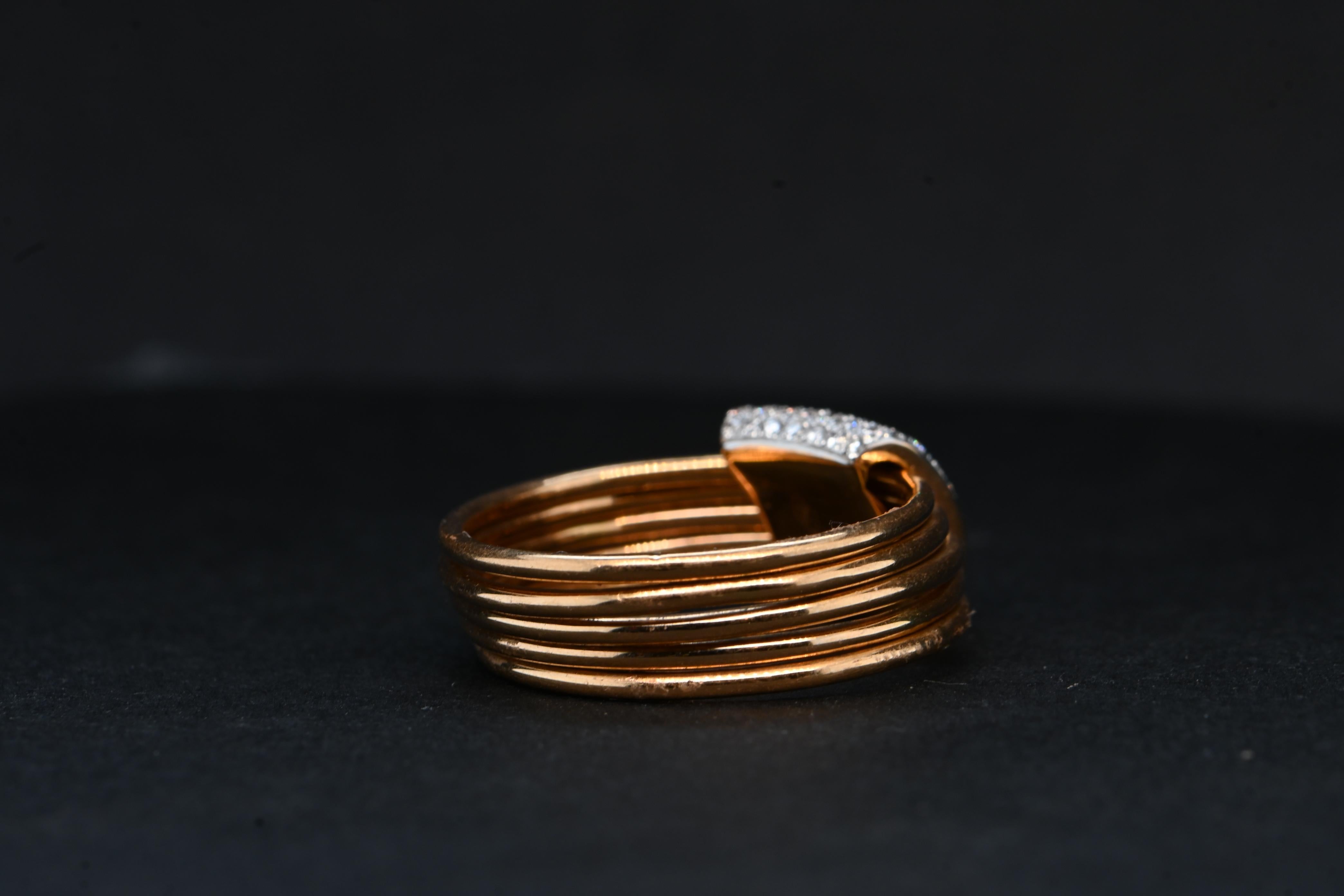 Pink Gold Ring Adorned With Diamonds 0.550 Carats For Sale 4