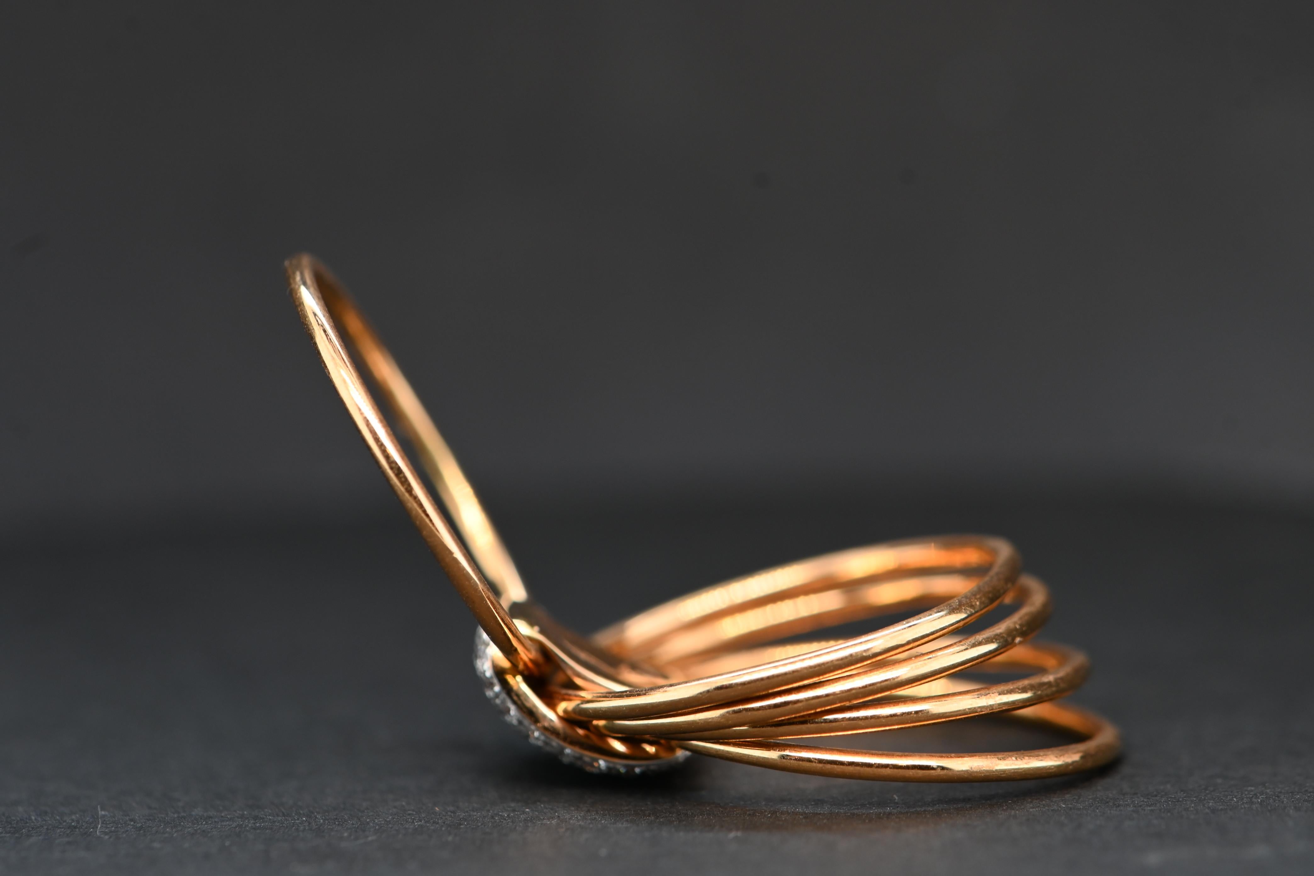 Brilliant Cut Pink Gold Ring Adorned With Diamonds 0.550 Carats For Sale
