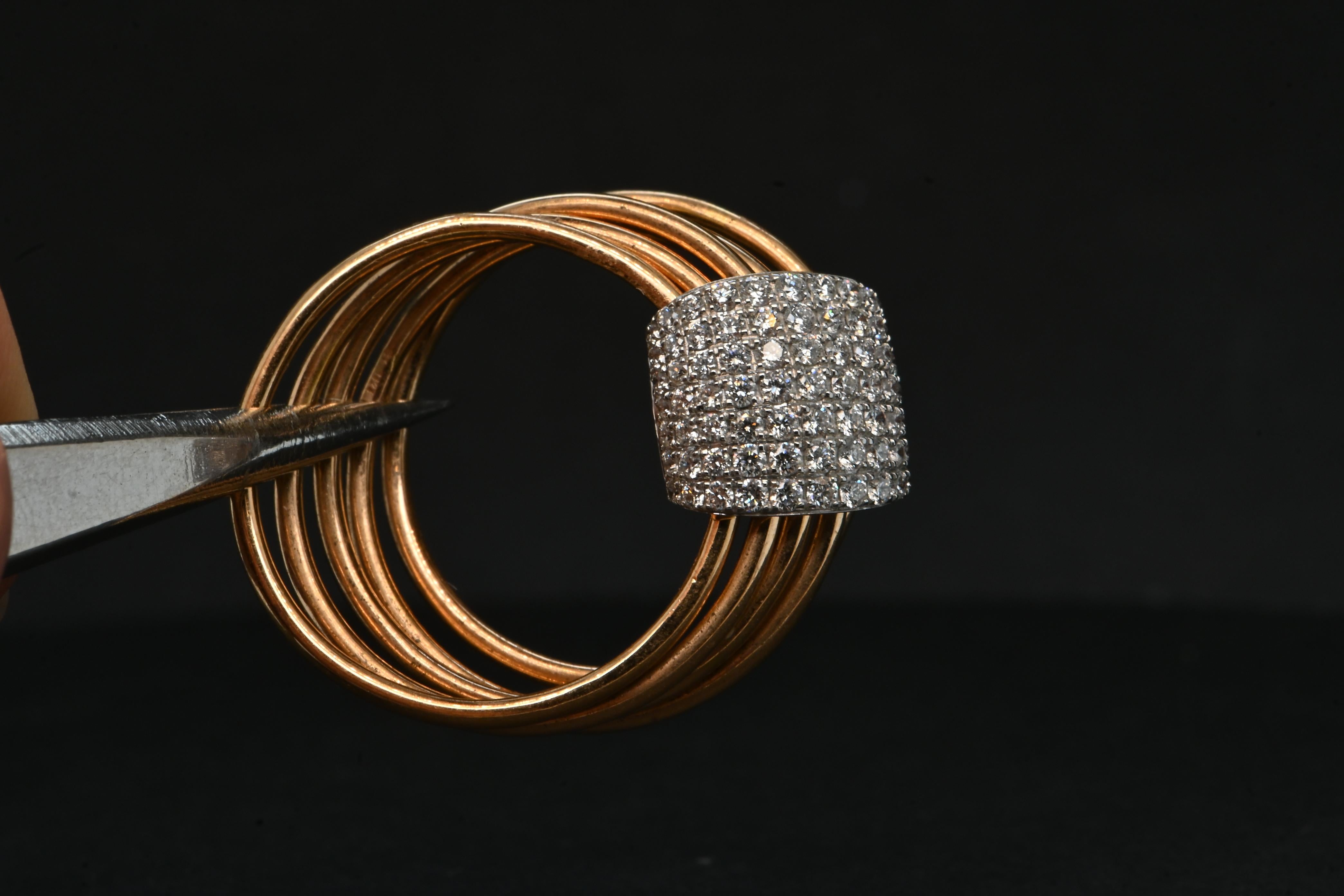 Women's Pink Gold Ring Adorned With Diamonds 0.550 Carats For Sale