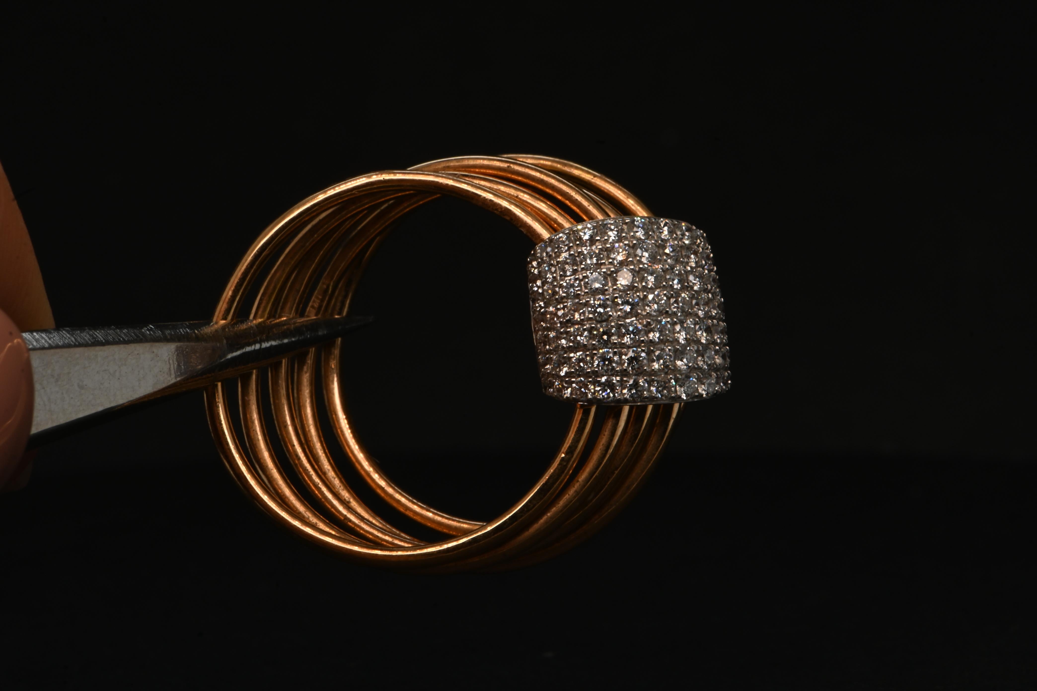 Pink Gold Ring Adorned With Diamonds 0.550 Carats For Sale 1