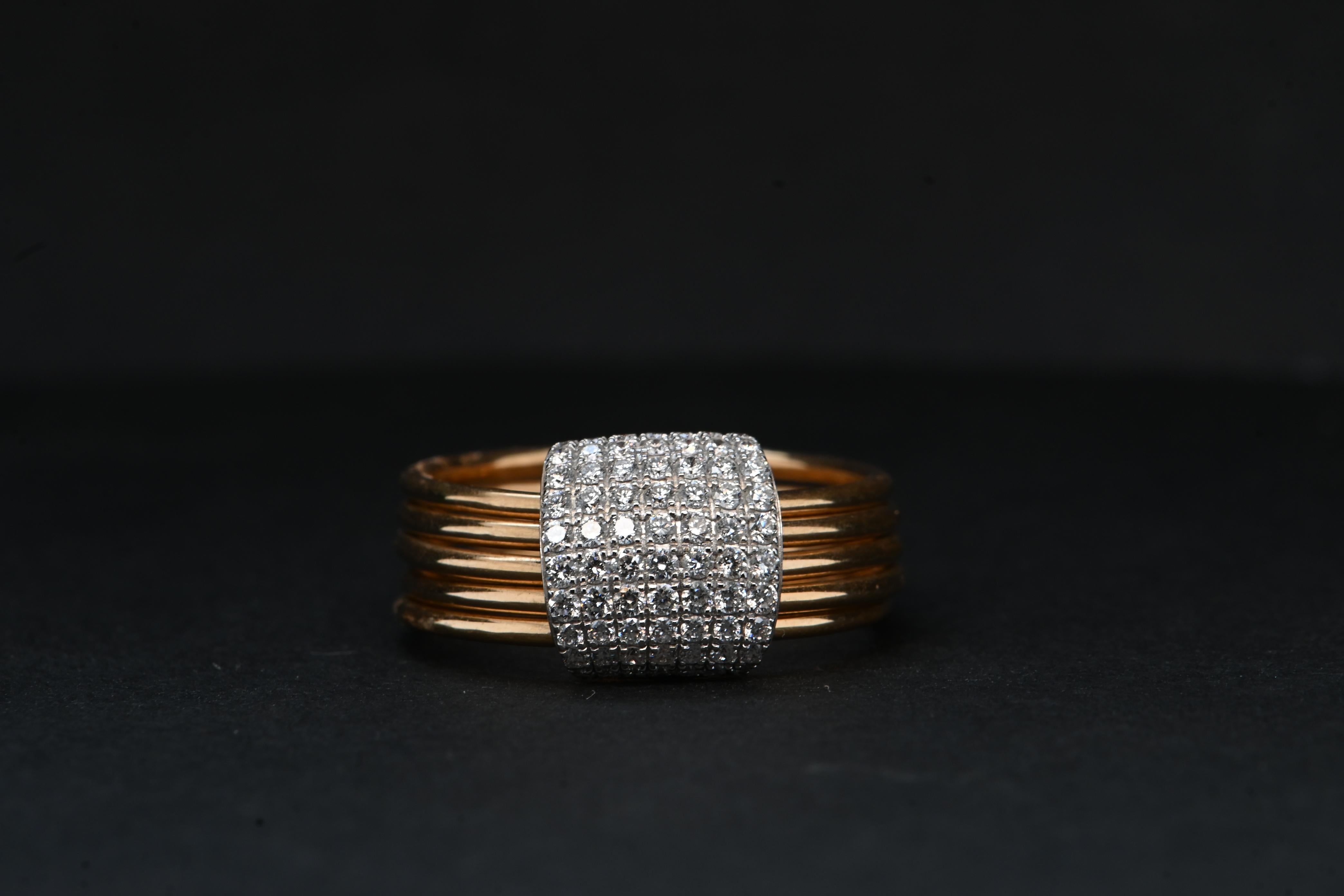 Pink Gold Ring Adorned With Diamonds 0.550 Carats For Sale 2