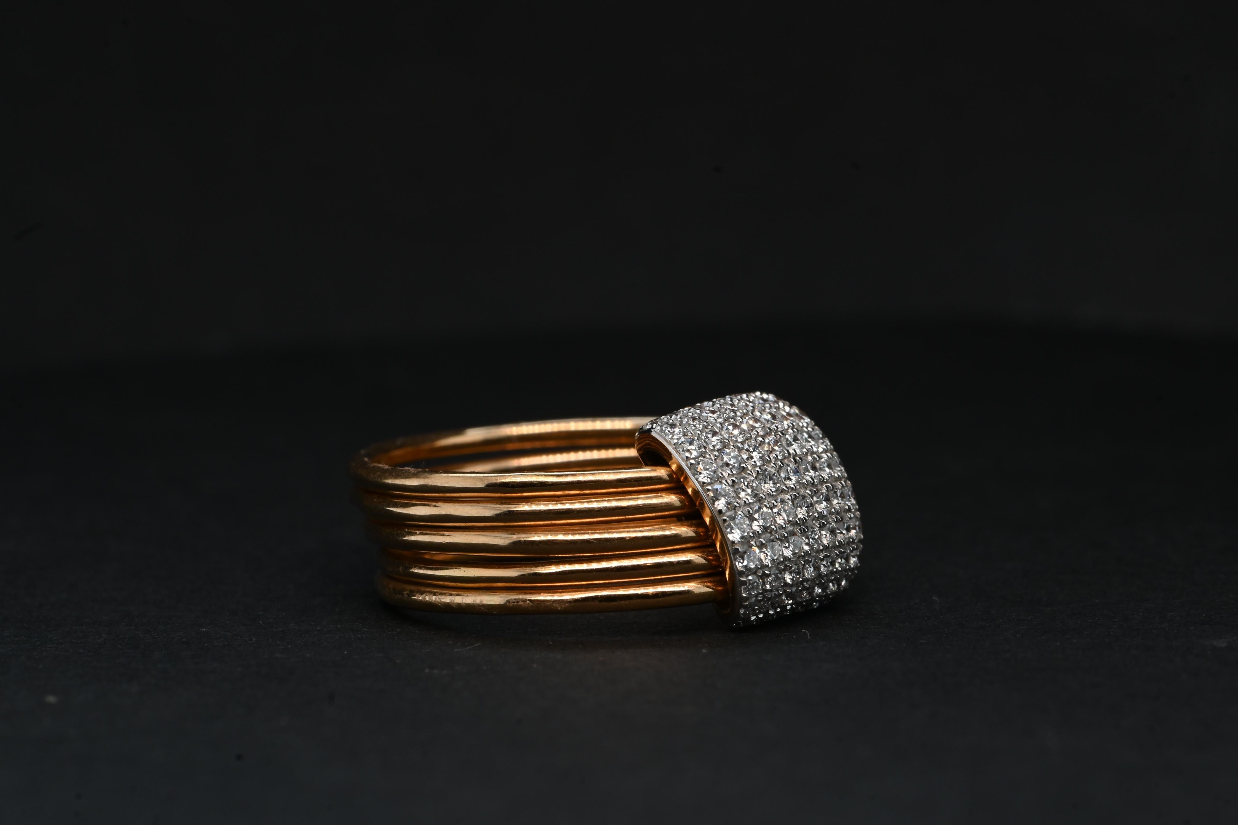 Pink Gold Ring Adorned With Diamonds 0.550 Carats For Sale 3