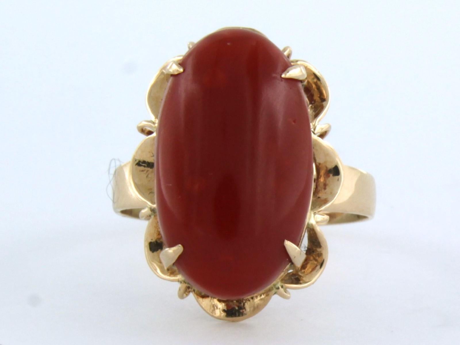 Red ring set with corallium rubrum - ring size US 8 - EU 18.25 (58)

detailed description:

The top of the ring is 2.1 cm wide by 1.1 cm high

weight: 4.9 grams

ring size US 8 - EU 18.25 (58), ring can be reduced or enlarged at cost price. 

Set