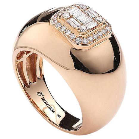 Pink Gold Ring with Diamonds For Sale