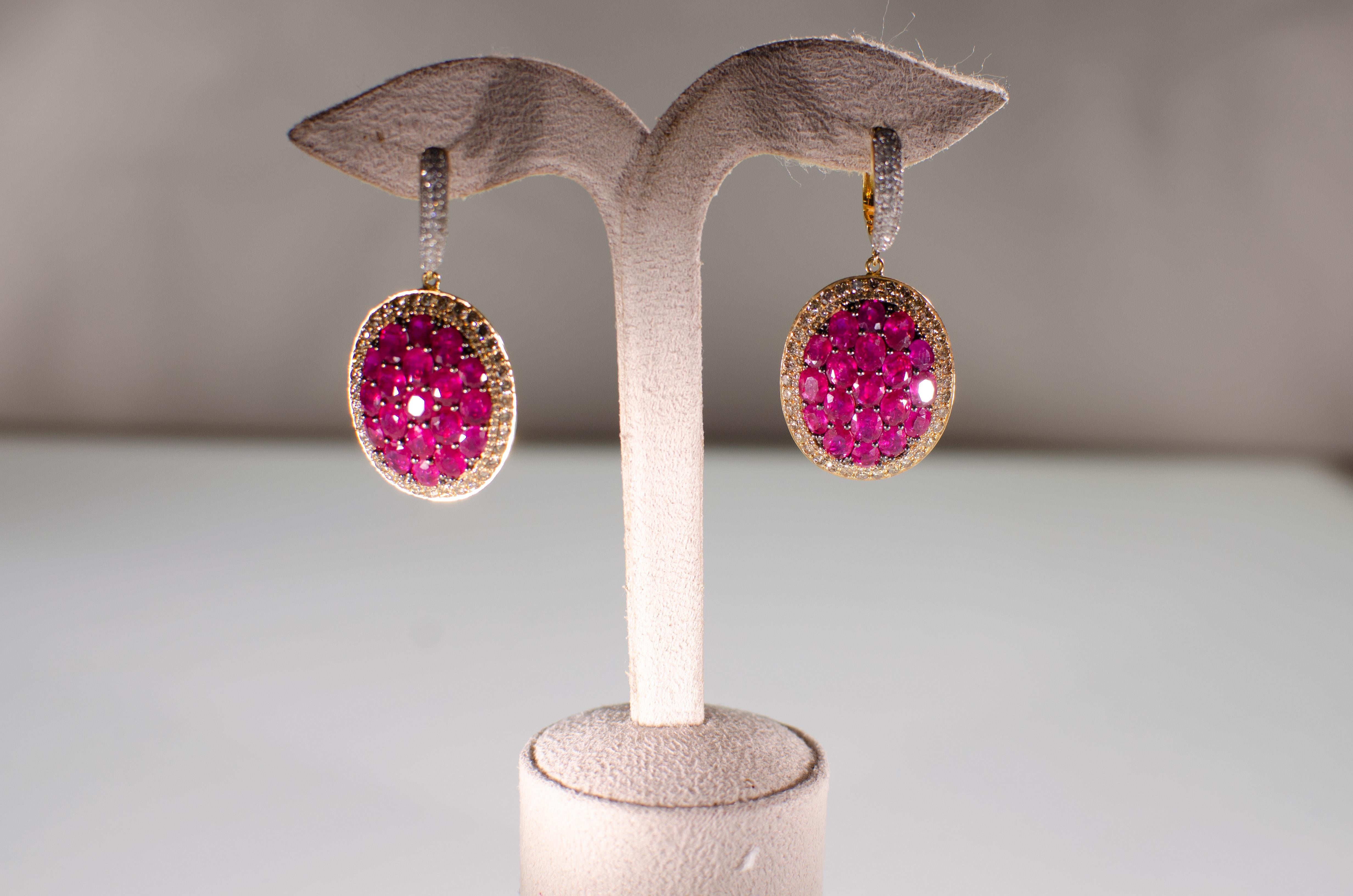 Pendientes Rubí Oro Rosa Moderno en venta