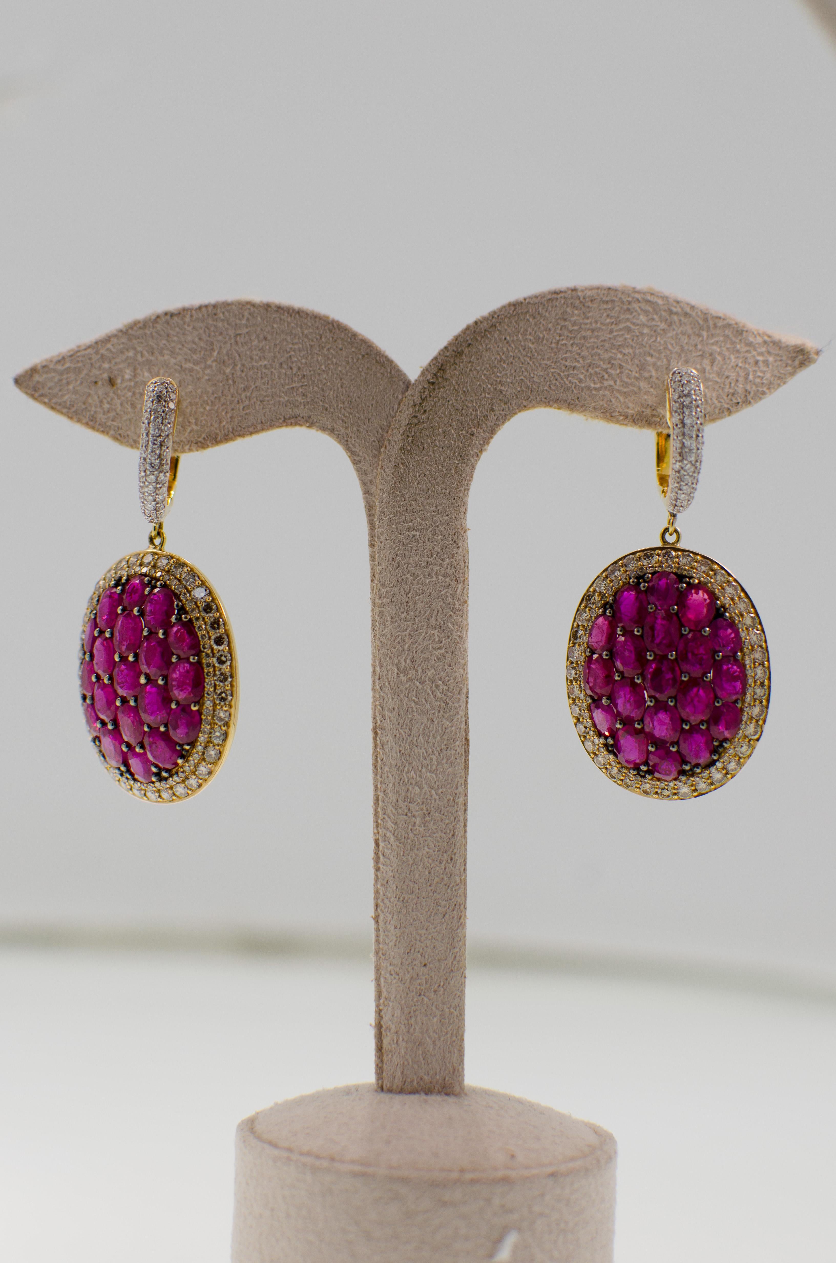 Pendientes Rubí Oro Rosa Corte redondo en venta
