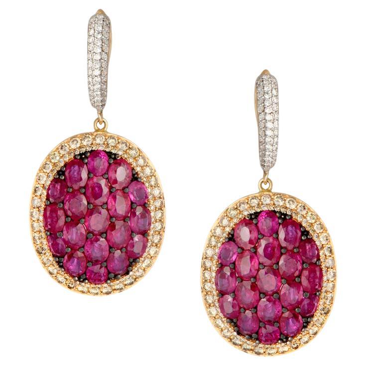 Pendientes Rubí Oro Rosa en venta