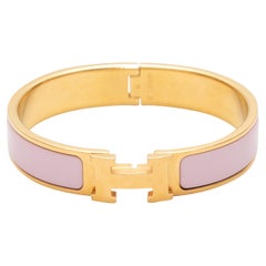 Pink & Gold-Tone Hermes Clic H Bracelet