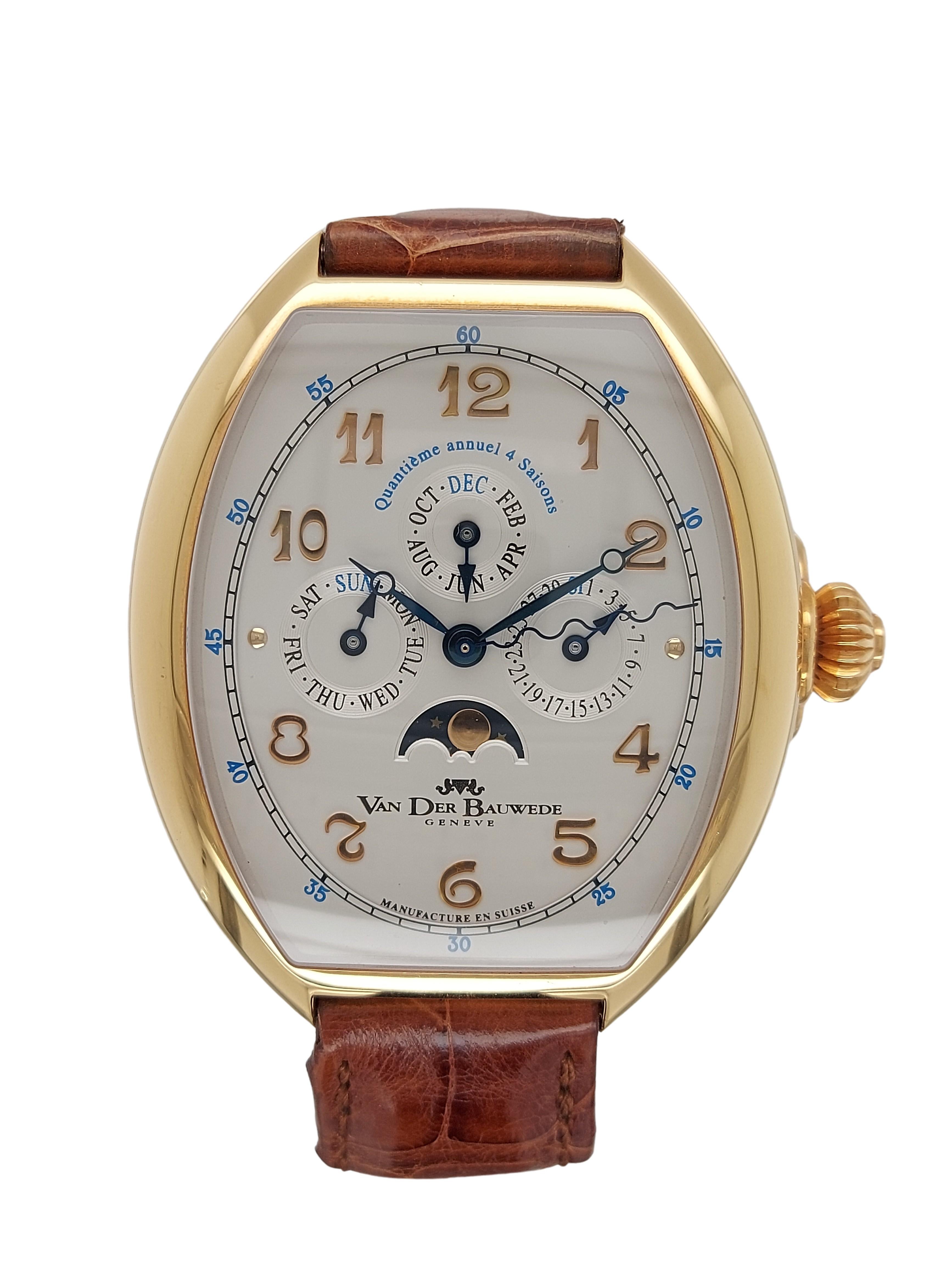 Artisan Pink Gold Van Der Bauwede Quantième annuel 4saisons Wrist Watch- Limited Edition For Sale