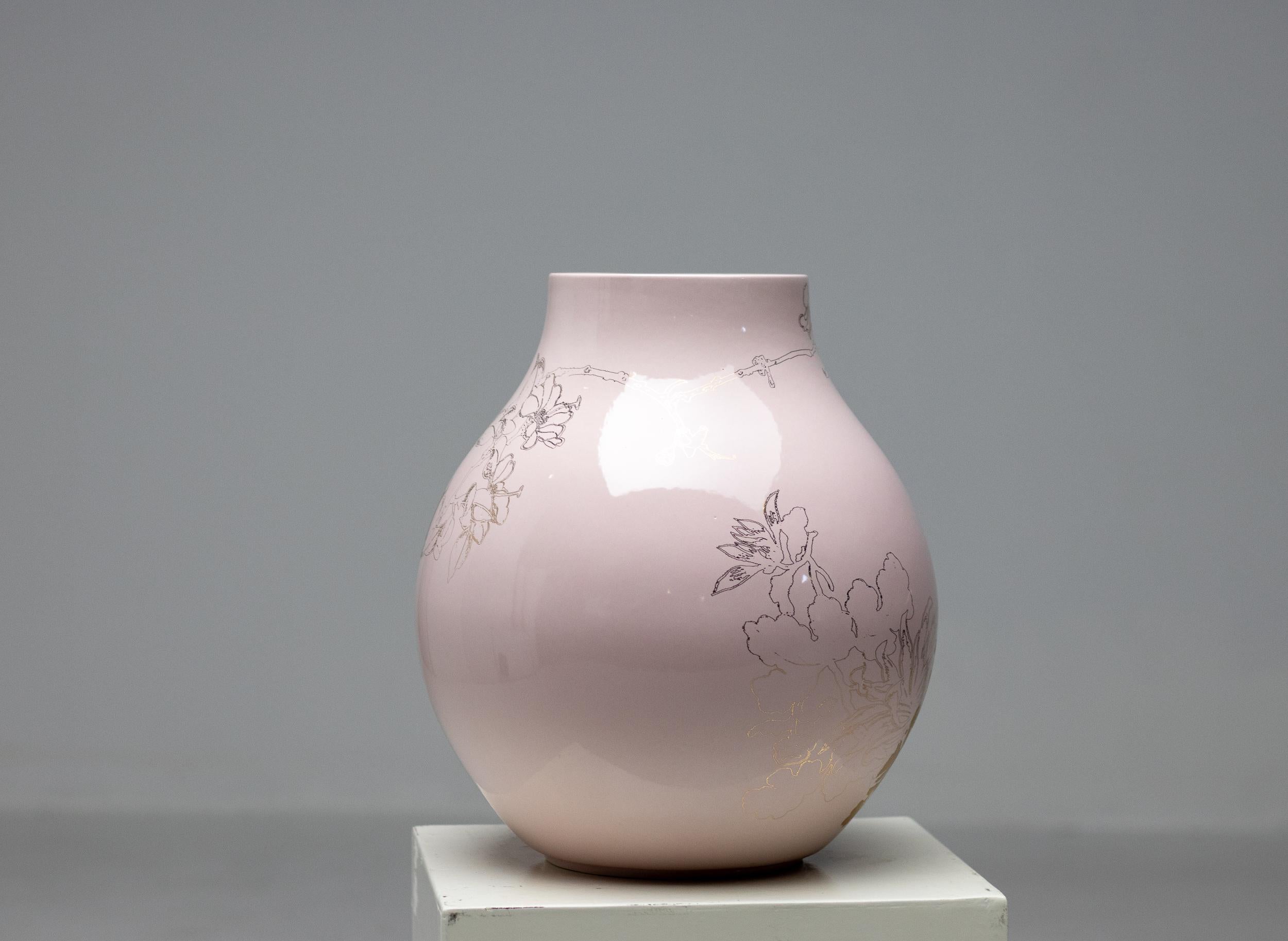 Modern Pink & Gold Vase by Hella Jongerius 