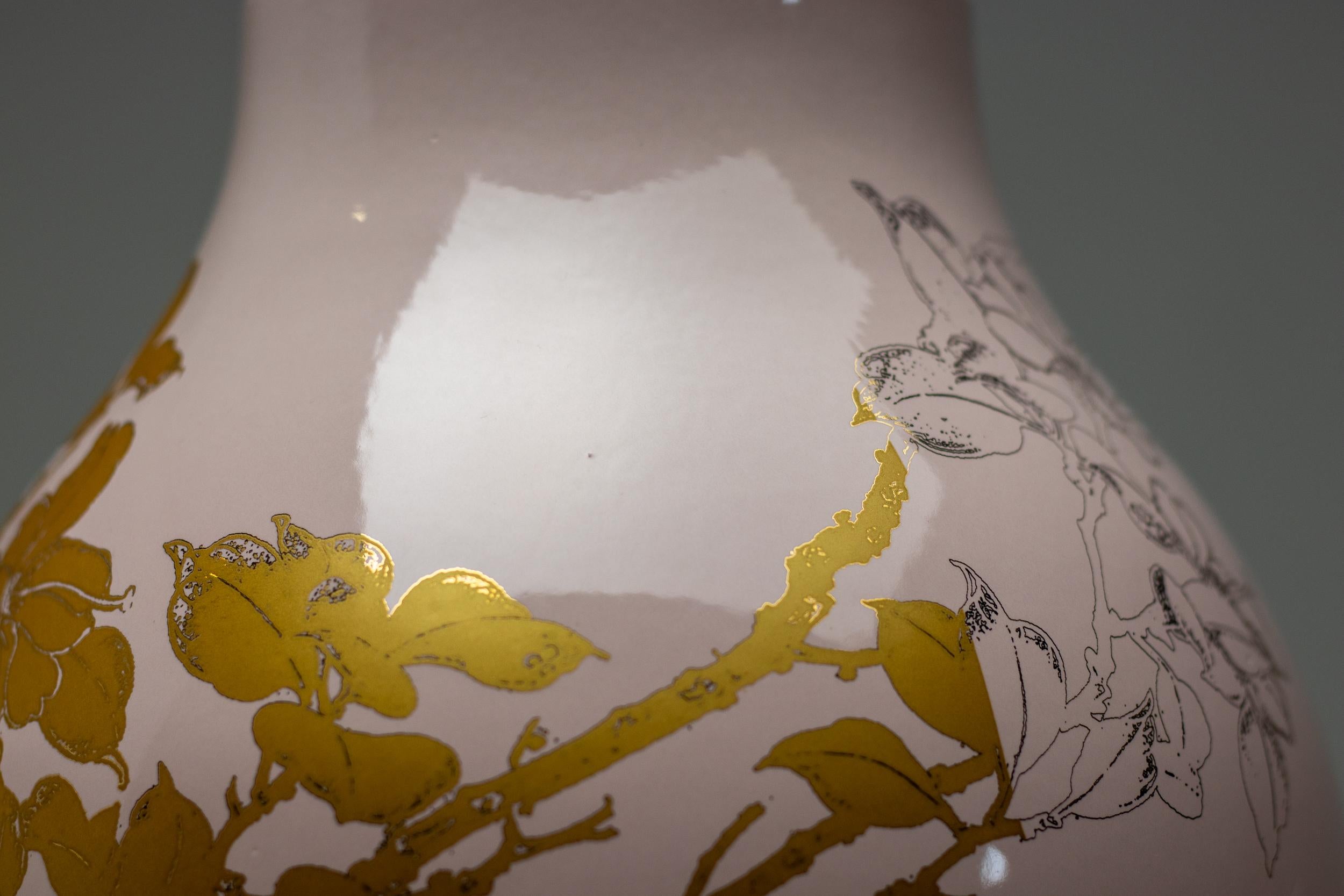 Swedish Pink & Gold Vase by Hella Jongerius 