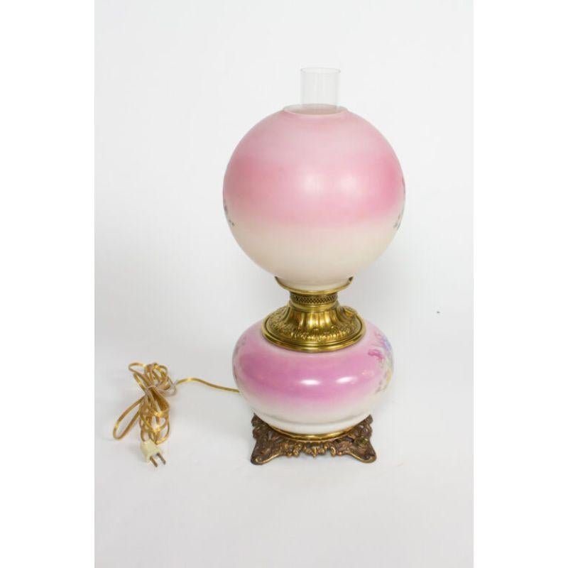 19th Century Pink Gone with The Wind Lamp For Sale