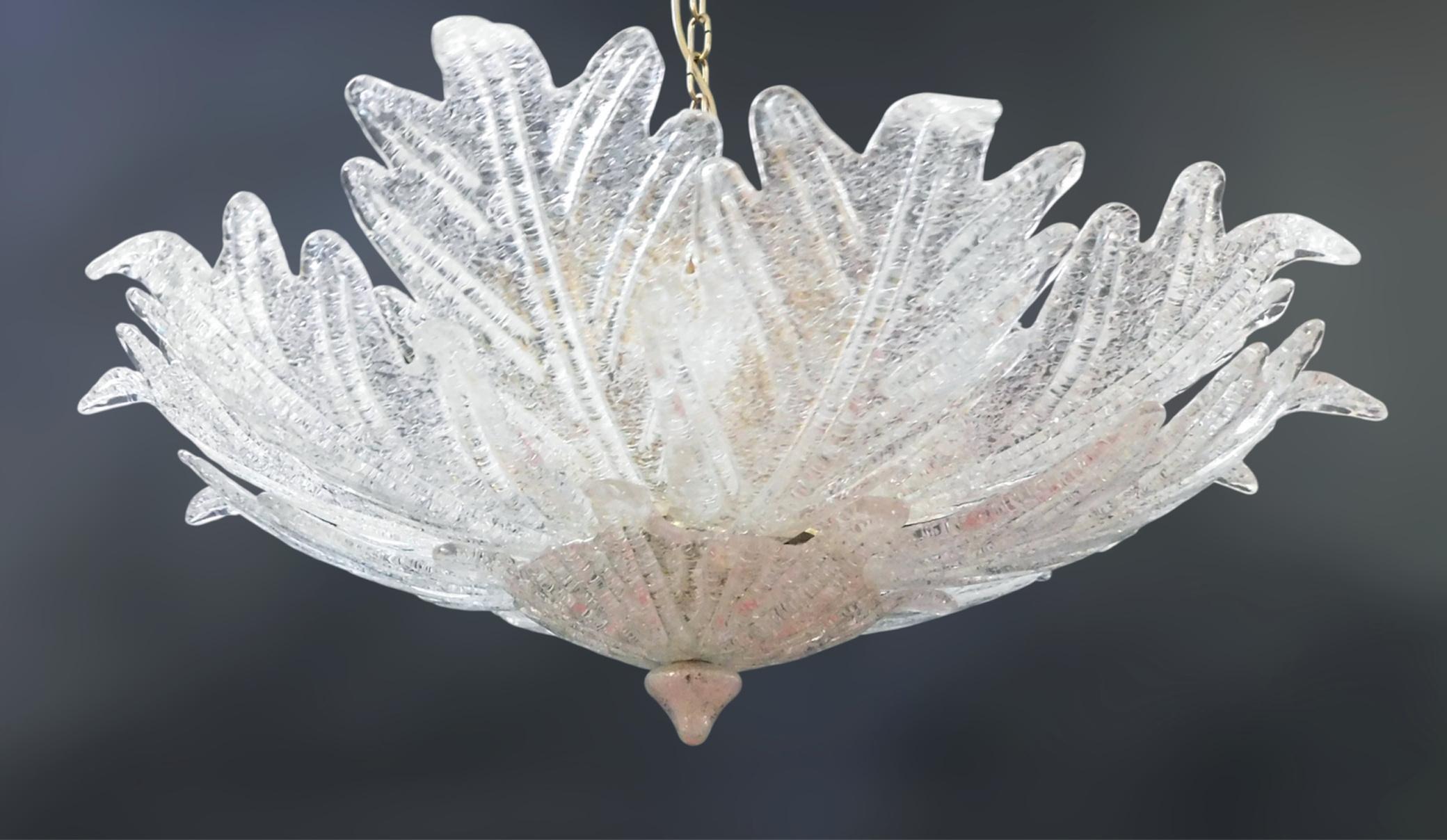 Mid-Century Modern Pink Graniglia Murano Flush Mount For Sale