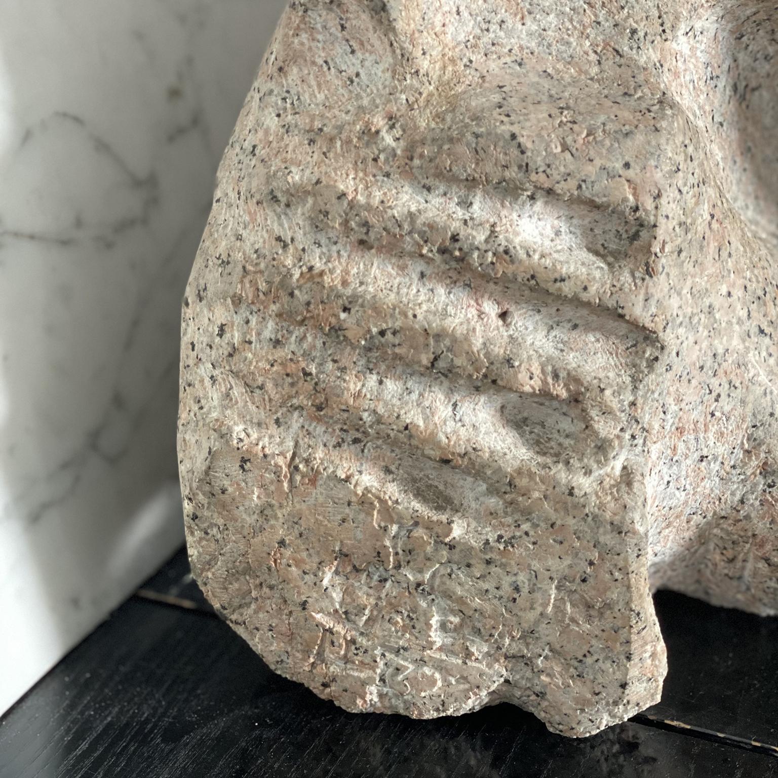 Hand-Carved Pink Granite Sculpture by Aldo Flecchia For Sale