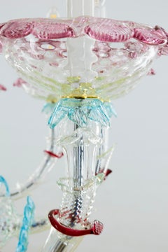 Pink Grapes Ca'rezzonico Chandelier in Murano Glass Giovanni Dalla Fina, 1980s