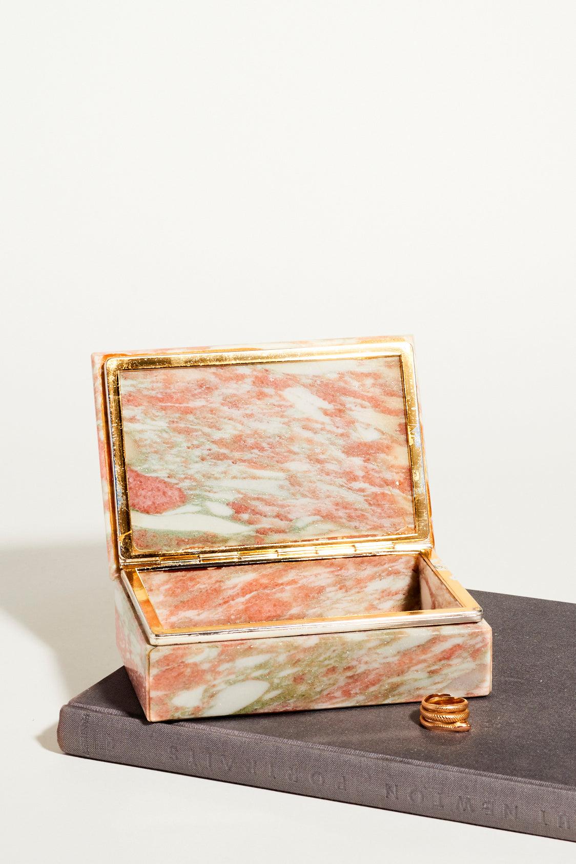 Pink, Gray and White Marble Jewelry Box For Sale 2