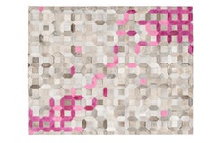 Tappeto da pavimento in pelle di mucca personalizzabile Rosa, Grigio Tessellation Trellis Pink, XXL Large