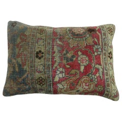Pink Gray Traditional Tabriz Lumbar Size Rug Pillow
