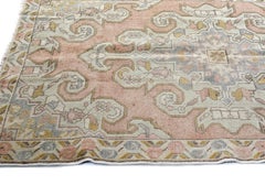 Pink, Green and Gray Handmade Wool Turkish Old Anatolian Konya Rug