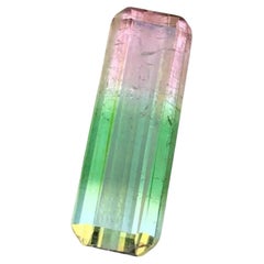 Pink, Green & Aqua Tricolor Natural Tourmaline Gemstone 13.45 Ct Emerald Cut Gem