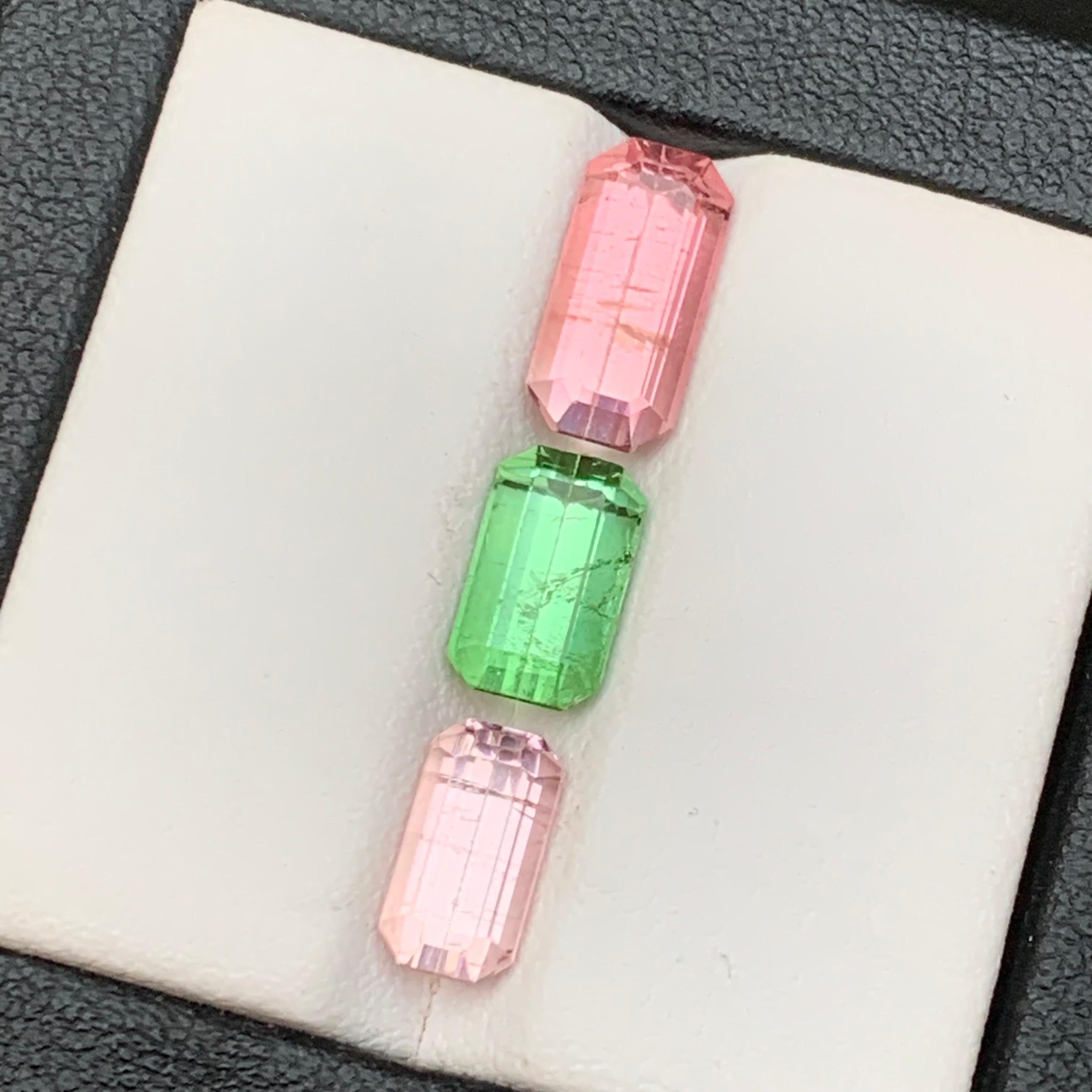 Pink, Green & Baby Pink Natural Tourmaline Loose Gemstones Lot for Rings, Necklace Pendant, Bracelet or any other Jewelry Setting- Emerald Cut!!

💎 GEMSTONE TYPE: Tourmaline 
⚖️ WEIGHT: 6.05 Carats
🪚 SHAPE & CUT: Emerald Cut
📏 SIZE (MM): 
2.50 Ct
